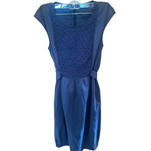 Peserico Eyelet Dress Sleeveless Tie Waist‎ Casual Dress Cotton Italian Size 42